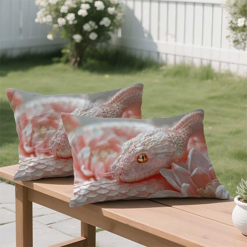 Housse de coussin 50x70cm rectangulaire lin motif serpent luxe double sided printing
