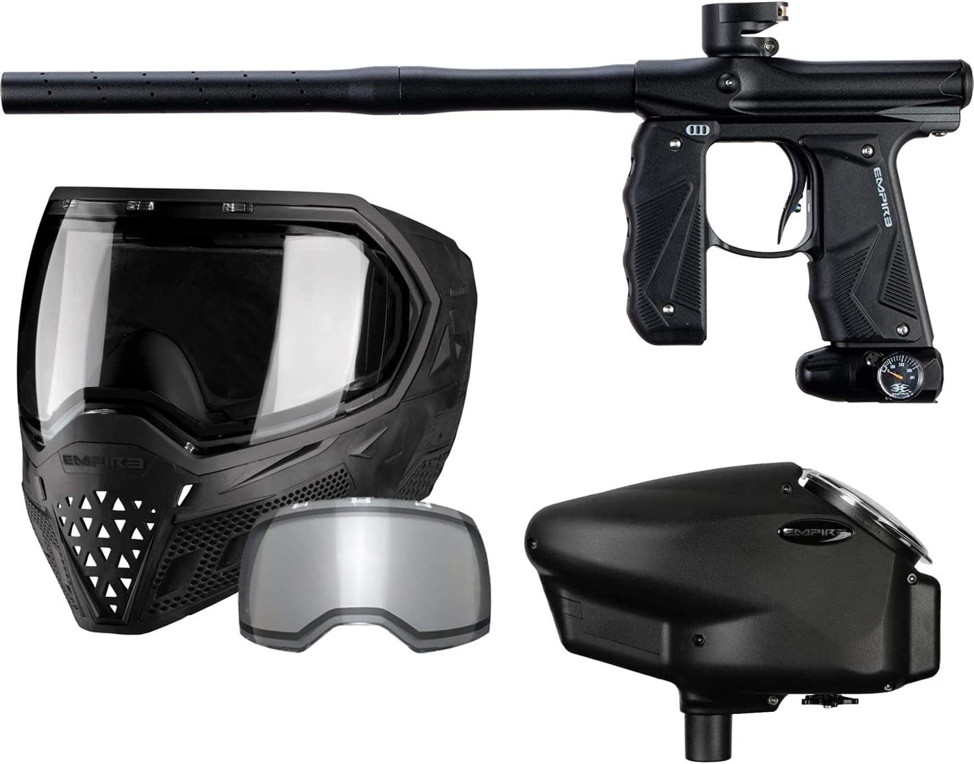 Empire Mini GS Electronic Paintball Gun Marker w Empire Halo Too Electronic Paintball Loader and EVS Thermal Paintball Mask