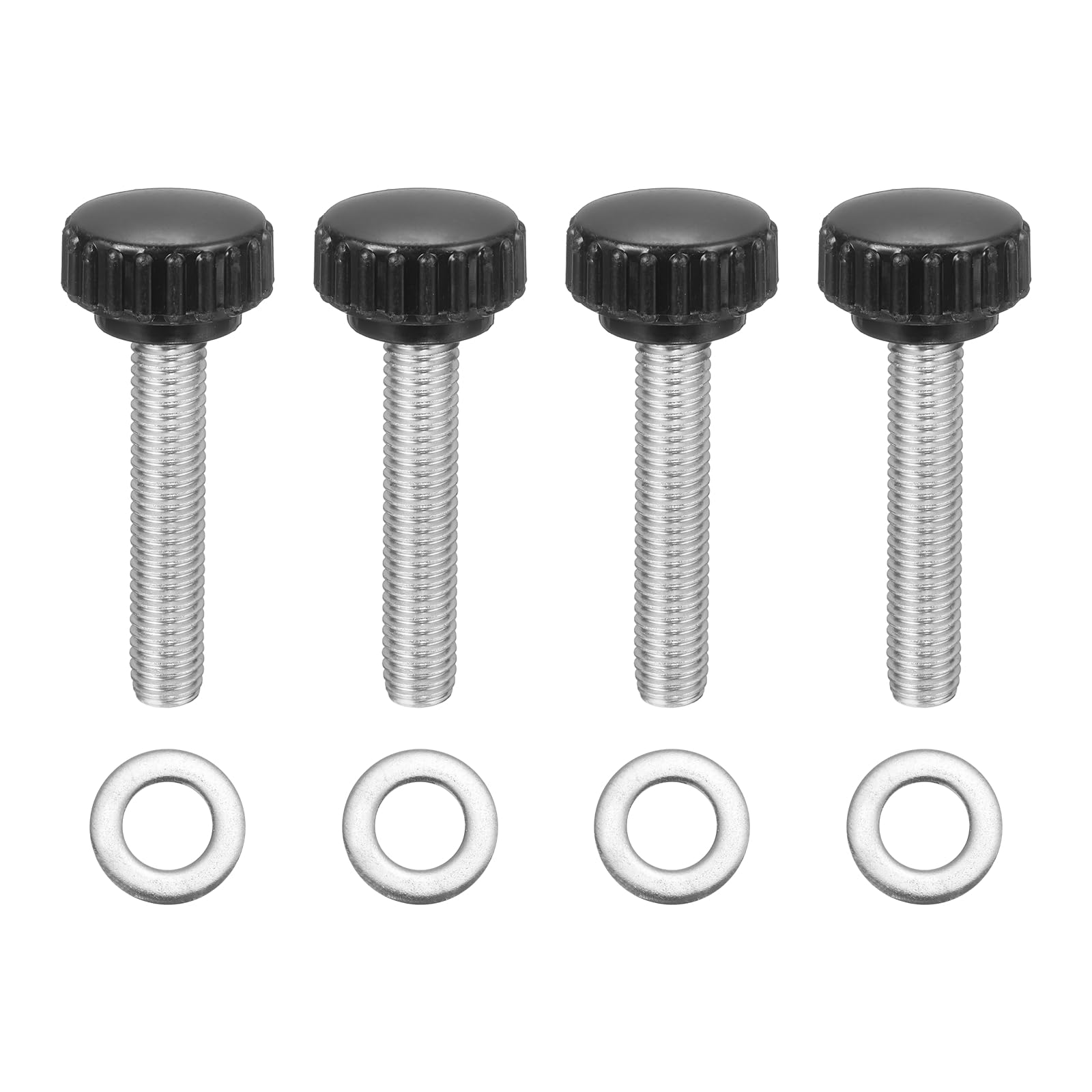 sourcing map 4Pcs Knurled Clamping Knobs, M8 x 40mm Metric 304 Stainless Steel Male Thread Thumb Screws 22mm Width Knurled Handle Bolts Grip with Washers for Machine Umbrella Base Replacement