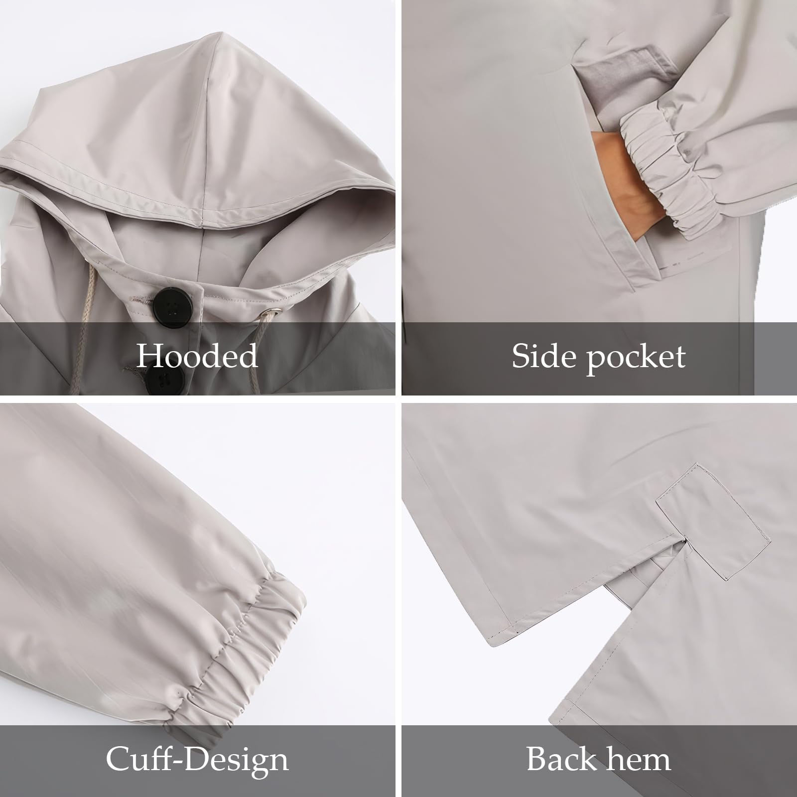Trench Impermeabile da Donna - Giacca Antivento con Cappuccio Monopetto, Soprabito Impermeabile per Esterni, Impermeabile Softshell per Escursioni e Spostamenti