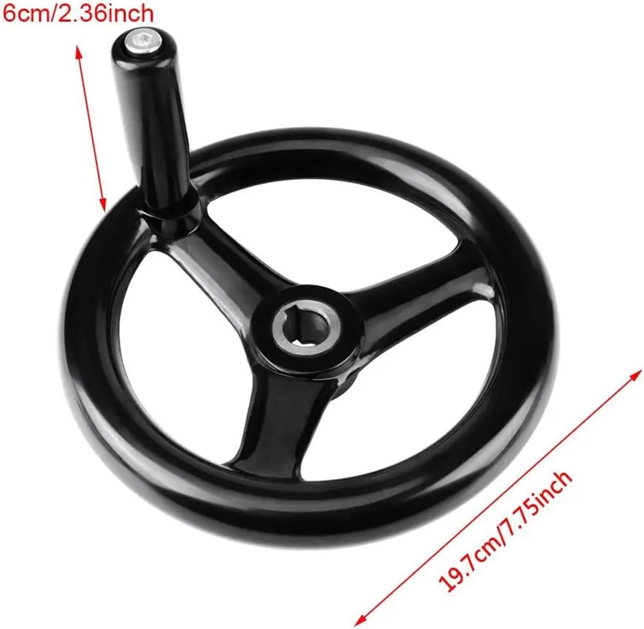Printer Lathe Handwheel Spoked Design Round Plastic Hand Wheel with Revolving Handle 100 125 200mm(18x200mm)