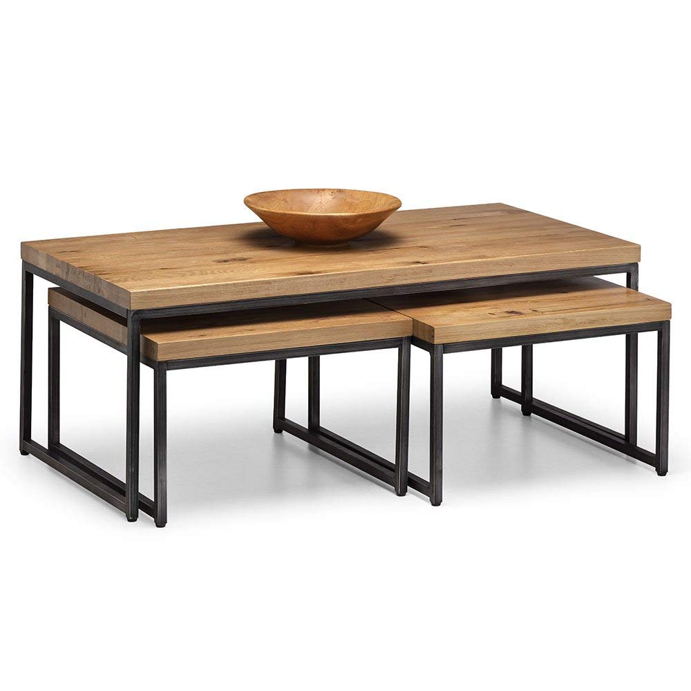 Julian Bowen Brooklyn Oak Wooden Long John Nest of Tables