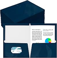 Vista 9 de Yeaqee Paquete de 100 carpetas de papel laminado brillante con 2 bolsillos, carpetas de presentación para el primer día de escuela, tamaño carta