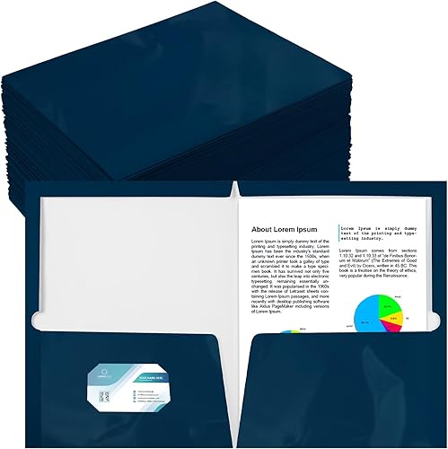 Vista 23 de Yeaqee Paquete de 125 carpetas de papel laminado brillante con 2 bolsillos, carpeta de presentación para el primer día de escuela, tamaño carta, dos