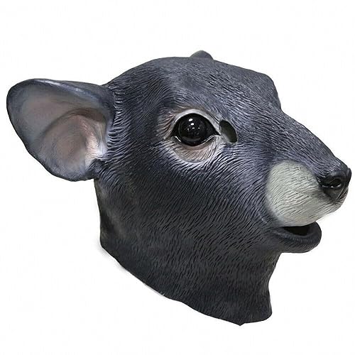 HENGYUTOYMASK Realistic Mouse Animal Head Latex Mask Halloween Costume Rattus Rat Headwear Party Adult Giant Mouse