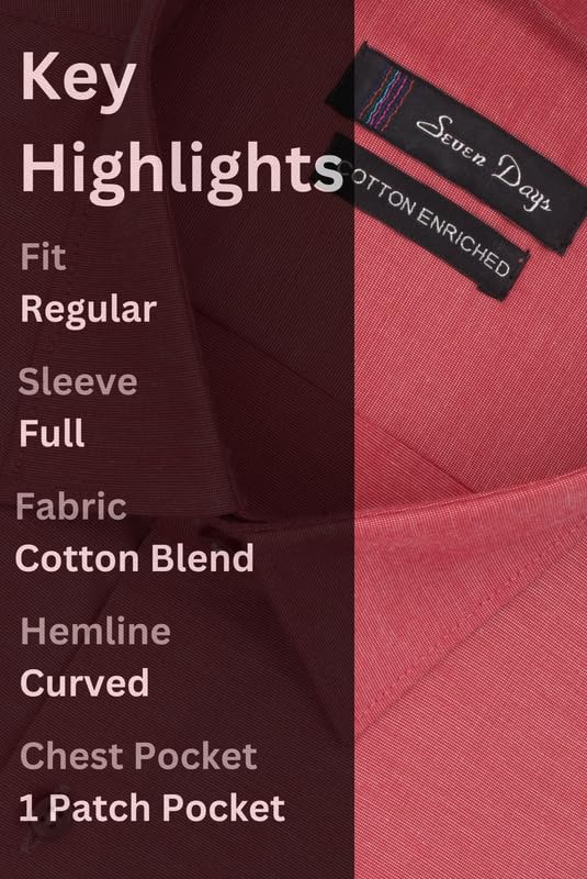 Image of 7-DAYS Men's Premium Formal Shirt - Cotton Blend, Regular Fit, Full Sleeve, with Pocket, Durable & Easy Care - Perfect for Office Wear