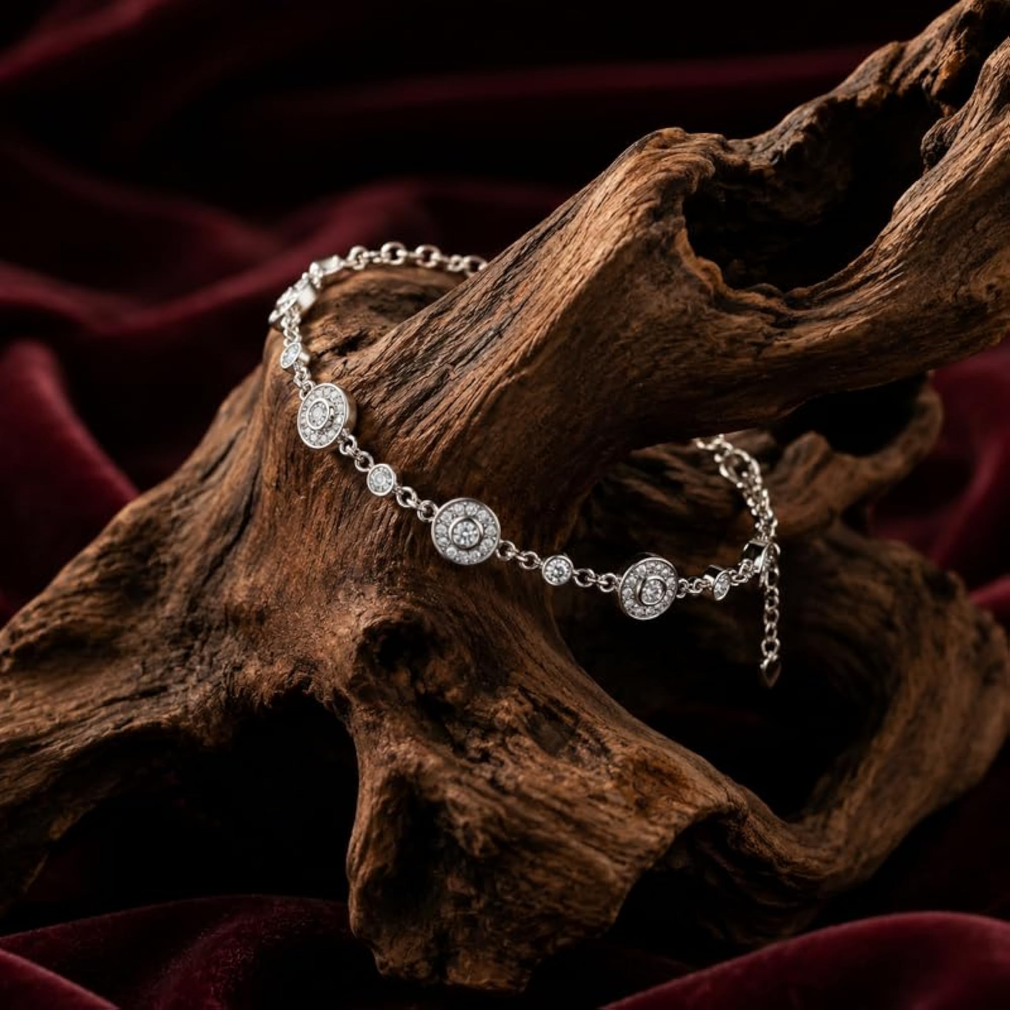Women's 925 Sterling Silver Double Halo Bracelet