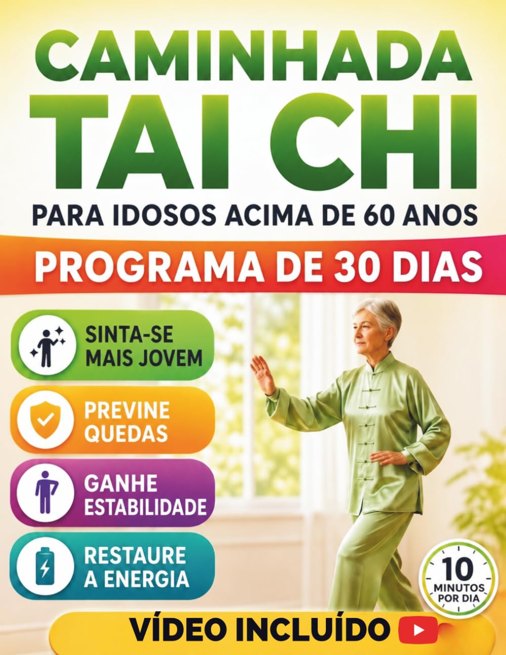CAMINHADA TAI CHI PARA IDOSOS ACIMA DE 60 ANOS: Programa de Movimentos Suaves para Melhorar a Estabilidade, Aliviar as Articulações, Prevenir Quedas e Aumentar a Segurança na Mobilidade
