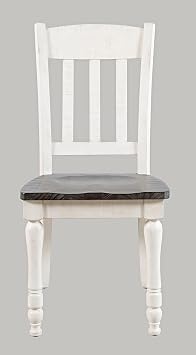 Jofran Madison County Dining Chairs Set of 2 Solid Pine Farmhouse Slatback, Rustic Distressed Accent Chair for Dining Room Kitchen, Side Chair, Vintage White