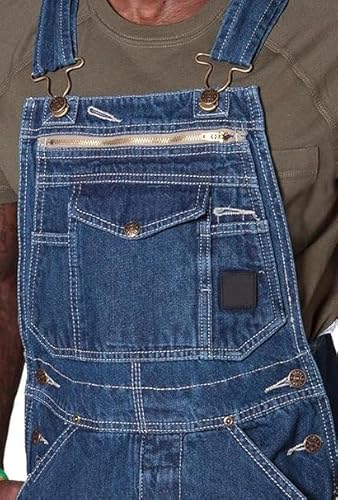 MANGGUO Jeans-Latzhose für Herren Arbeitsoverall mit Entspannter Passform Verstellbaren Trägern und Mehreren Werkzeugtaschen (DE/NL/SE/PL, Alphanumerisch, XXL, Regular, Regular, Blue)