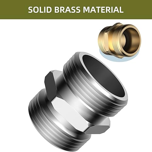 Miniatura 3 de Paquete de 2 adaptadores de manguera de jardín de latón macizo, todos los conectores de manguera de agua Matal, 34 pulgadas GHT macho a macho,