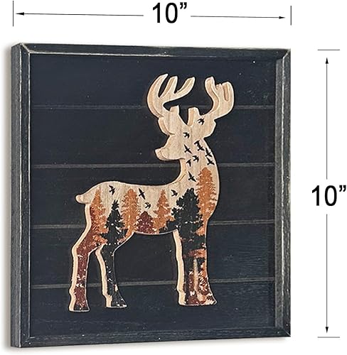 Vista 7 de Decoración de pared de cabina WAIU, ciervo alce oso rústico madera bosque montaña vida silvestre cabaña, caza, decoración interior de pared de Oso