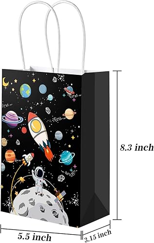 Miniatura 2 de Paquete de 12 bolsas de regalo para el espacio exterior, bolsas de regalo para niños con asas de planeta galaxia, bolsas de regalo, bolsas de papel