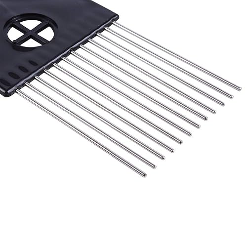 Miniatura 9 de Peines de metal para el cabello, 3 unidades, peine de púas afro, peine de dientes anchos, peine para peluquería, herramienta de peinado