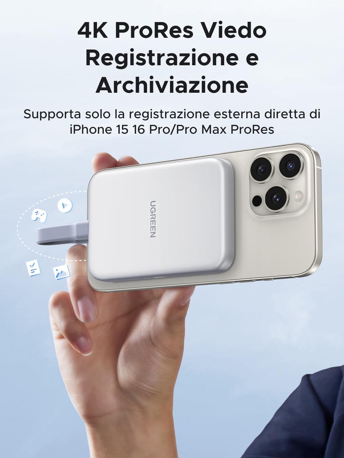 Casuale M.2 NVMe SSD Case iPhone 16 USB C - Dettaglio
