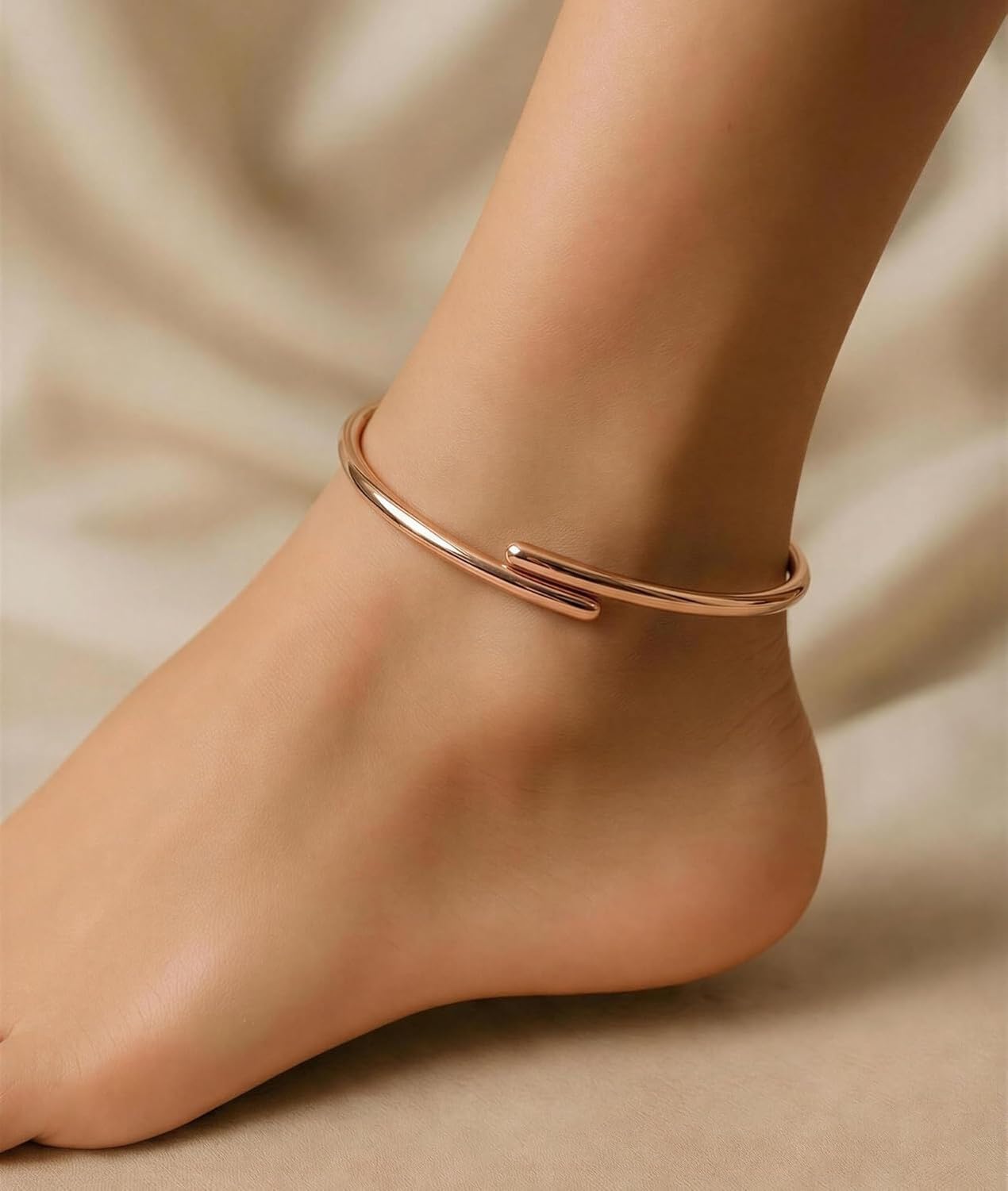 Braccialetto cavigliera Regolabile in Rame Puro Indiano per Uomo Donna Gioielli, Asta da 50gms 4mm