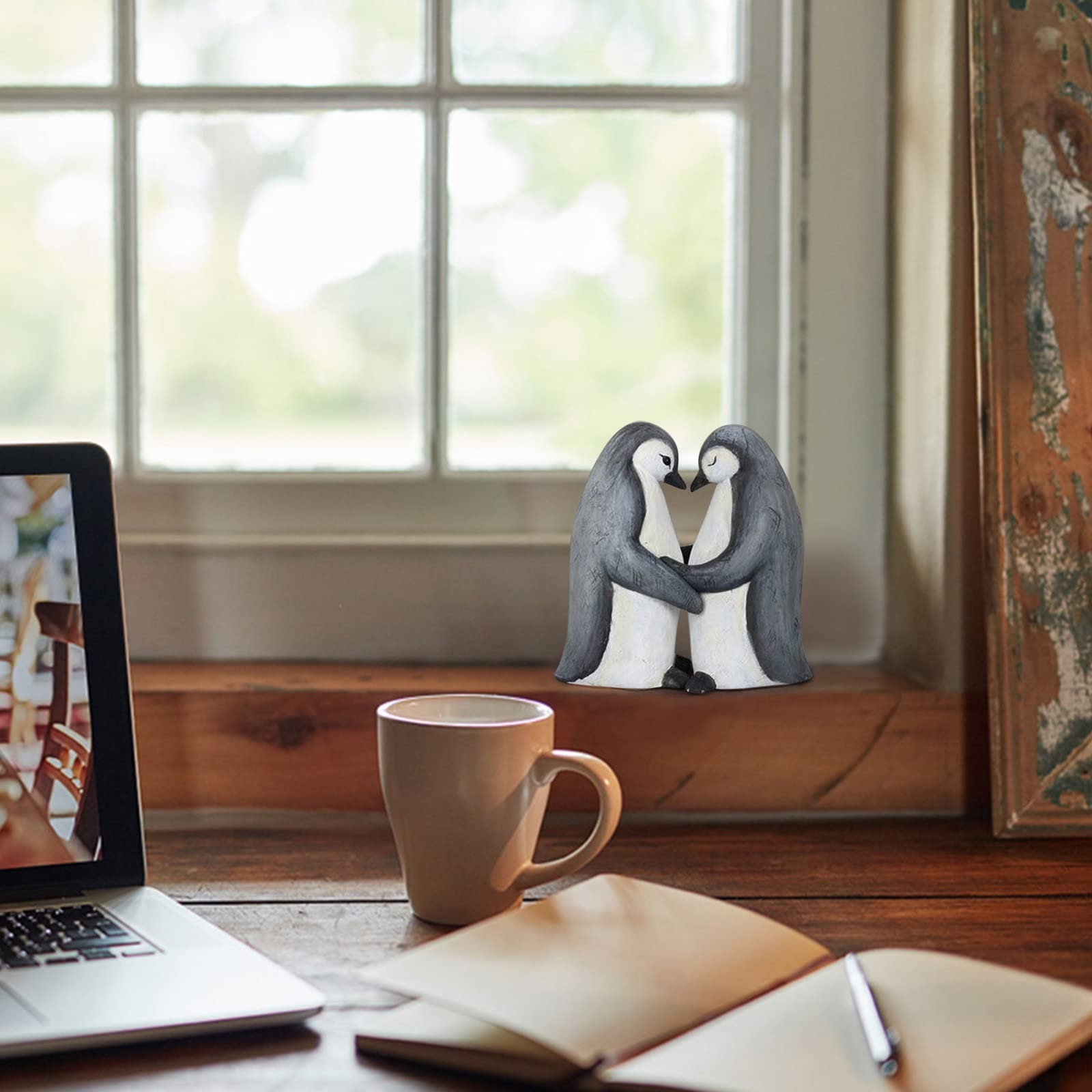 Amazon.co.jp: 動物の愛のカップル抱きしめるペアの置物、装飾動物の