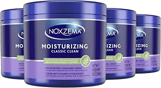 Noxzema Classic Clean Original Deep Cleansing Cream for Soft & Smooth Skin – Real Eucalytpus Extract Noxzema Moisturizing Cleansing Cream Face Wash, Soybean Oil Noxzema Cream Cleanser, 12 Oz Ea (Pack of 4) 