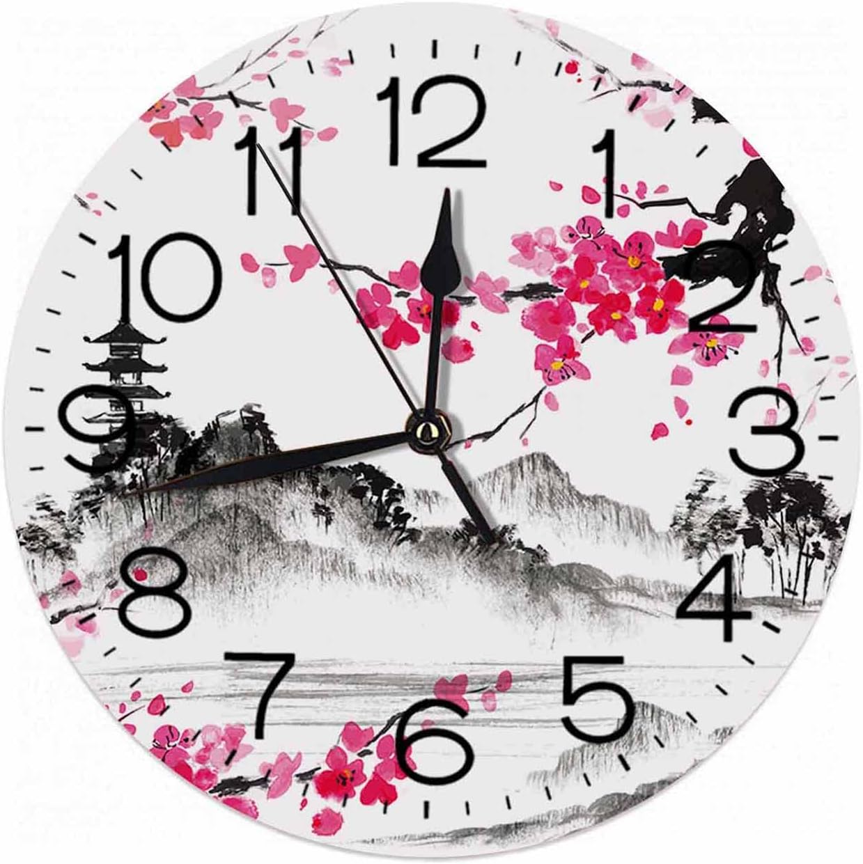 NumlandRound Wall Clock Silent Tick Wall Clock Battery