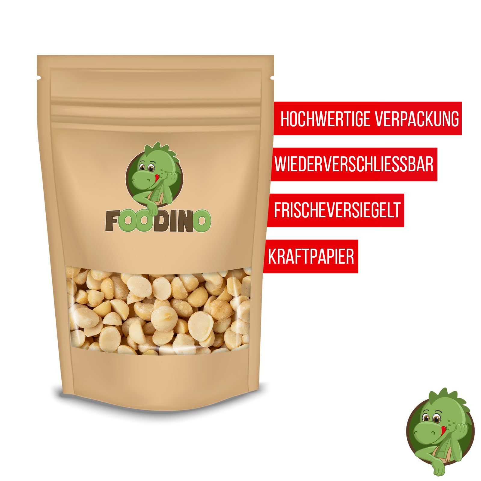 FOODINO 2,5kg Macadamia Bruch naturbelassen ungeröstet ungesalzen roh