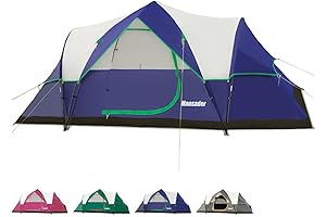 Mansader 6 Person Family Camping Tent - Quick Pitch, Waterproof, Windproof with Top Rainfly