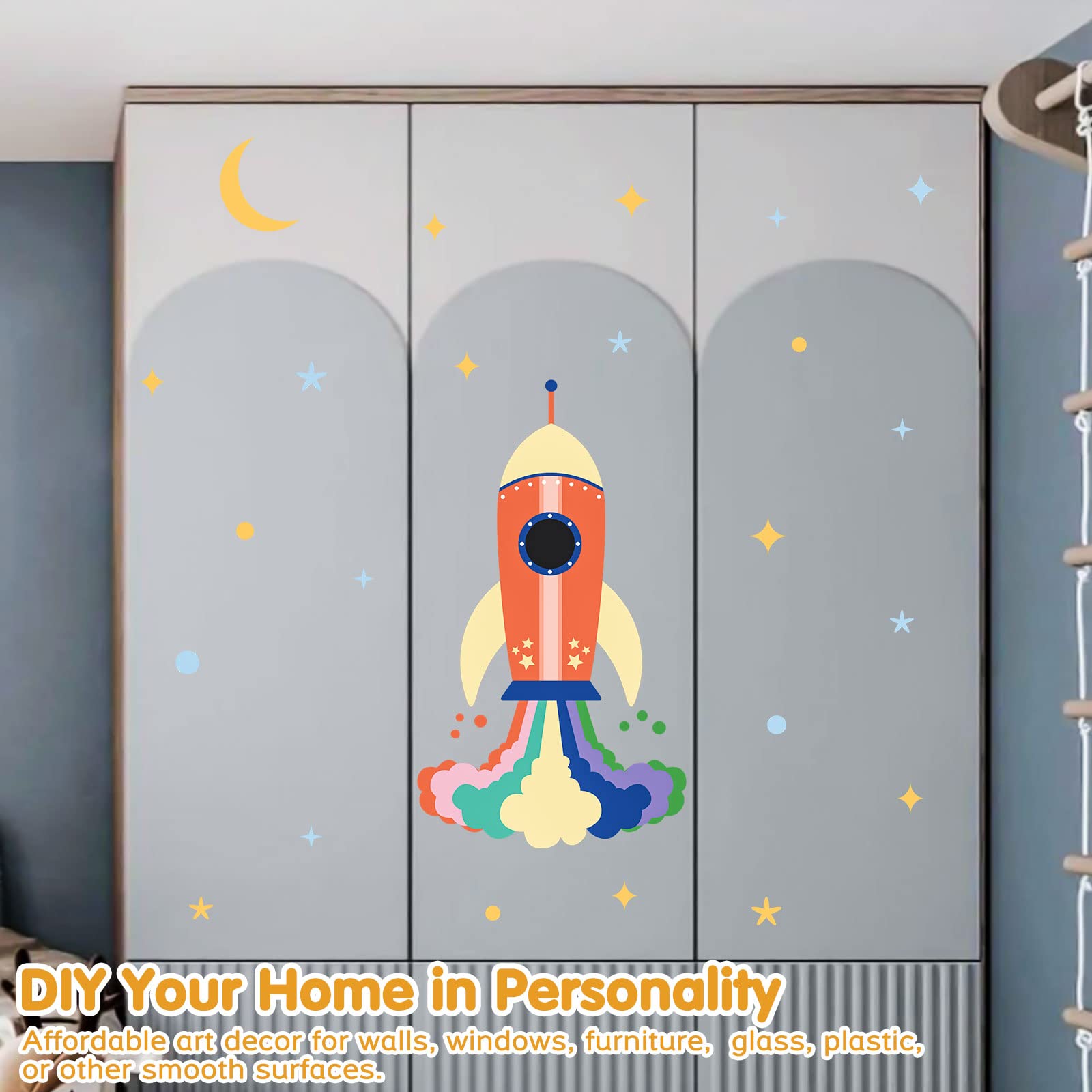 Large Rocket Wall Decals - Peel & Stick Space Wall Art For Kids Room, Nursery - View #6