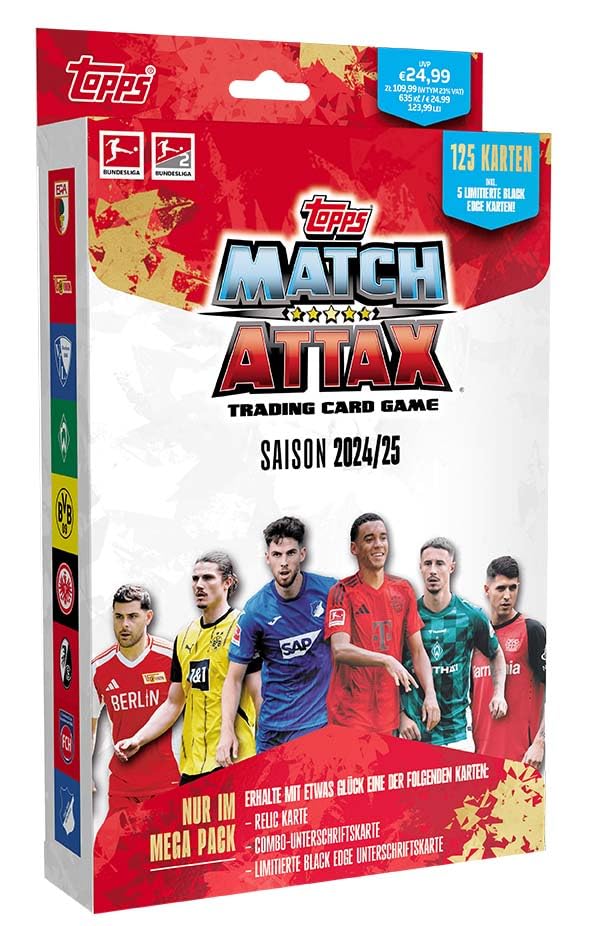 Topps Bundesliga Match Attax 24/25 Mega Pack Contains 125 Cards Including 5 Limited Edition Cards