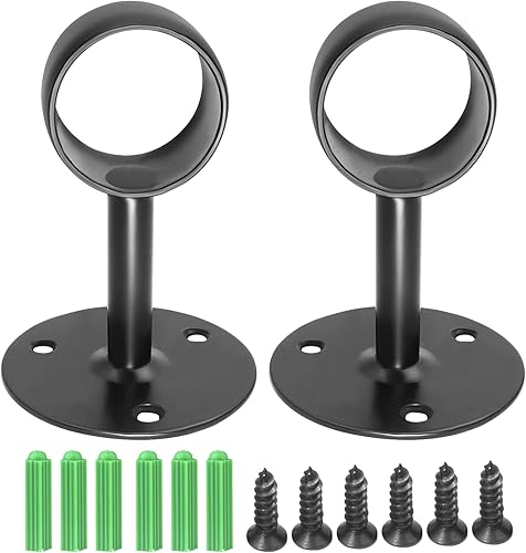 Miniatura 7 de Soporte de barra de cortina de montaje en techo, paquete de 2 unidades, soportes de brida de acero inoxidable de 2 pulgadas, soportes de brida