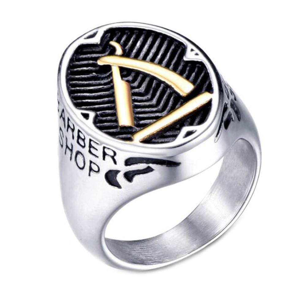 Men's Stainless Steel Barber Shop Decor Ring Punk Finger Shaver Band