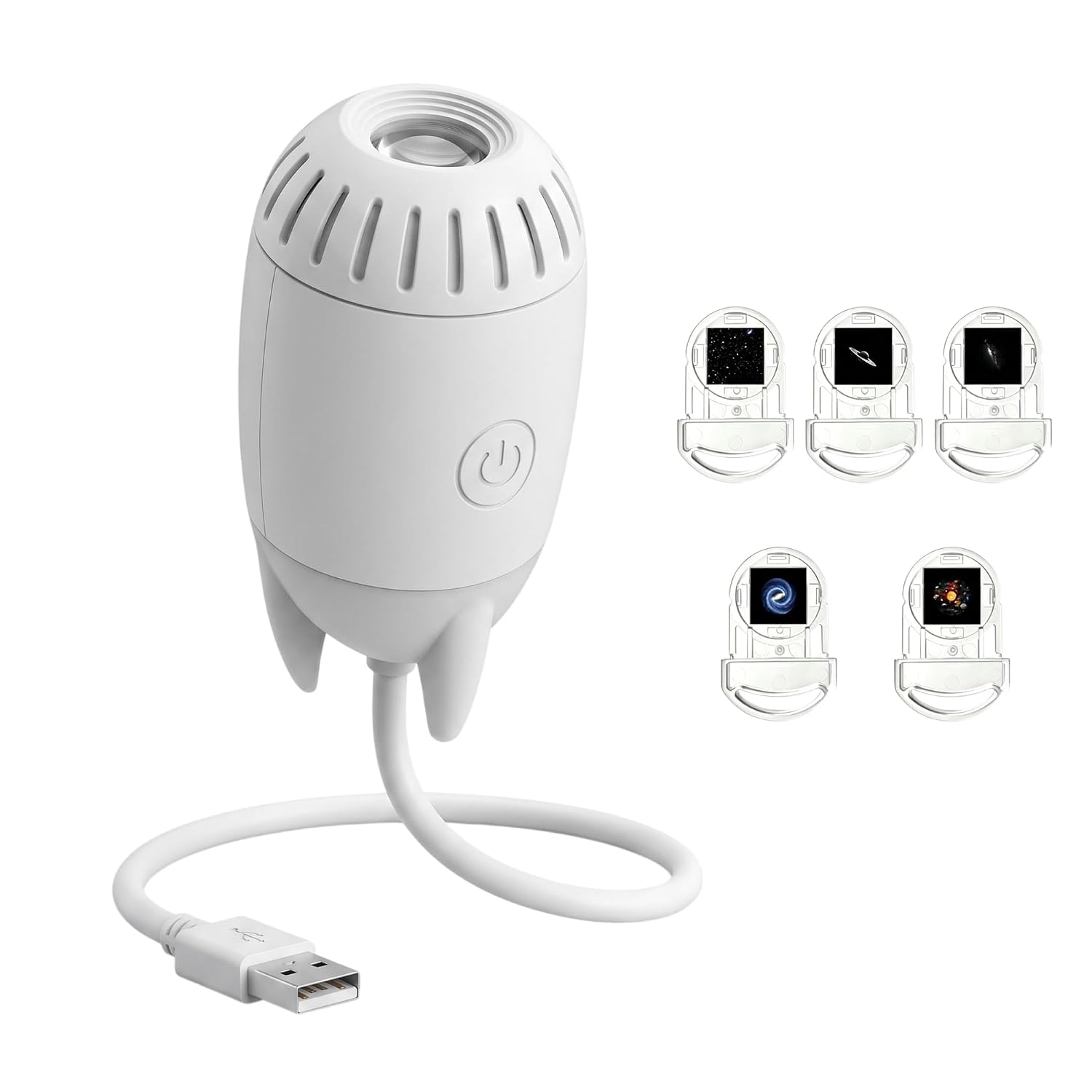 GUANCI Cosmic Rocket Star Projector Lamp, USB Powered Galaxy Night Light with 360° Moving Sky Effect, 5 Film Slides Space Light for Bedroom Ceiling, Kids Dream Room Decor, Relax Mood Lighting Gift-image-11