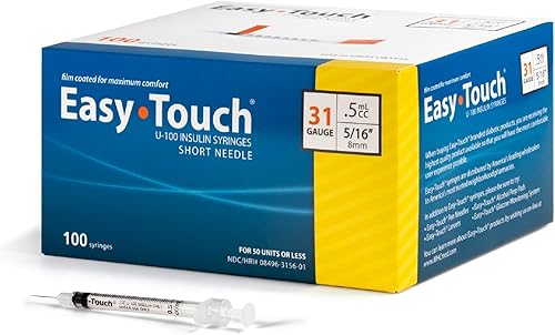 Miniatura 10 de EasyTouch - Caja de 100 jeringas de insulina U-100 de 31 gramos, 0.3cc, 516 de pulgada (8 milímetros), en funda de plástico