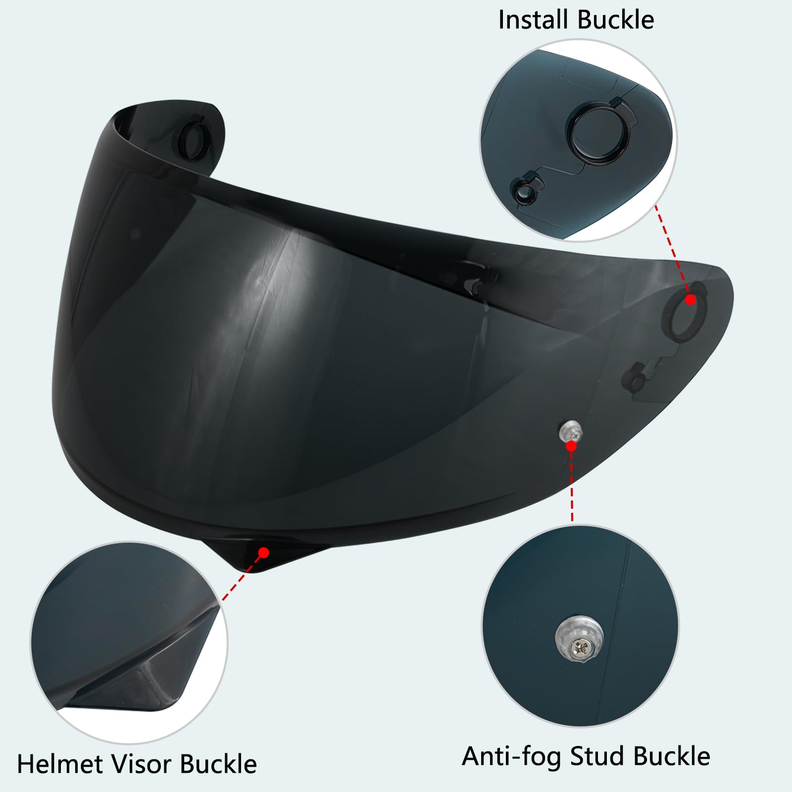 Visera Casco Moto Reemplazo para C10,Viseras para Cascos de Moto,Visiera per Casco Integrale da Moto,Visera de Lente para Casco Protección contra Viento (Negro)