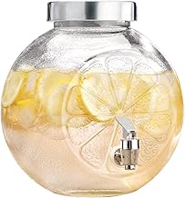 5 Litre Glass Water Dispenser with Tap | Lemon-Shaped Design with Airtight Lid | Perfect for Iced Tea, Lemonade, Sangria, Juice & More | Glass Beverage Dispenser