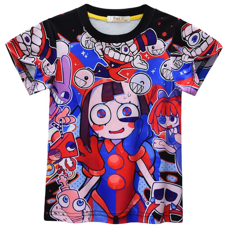 Funjoyz Amazinges Digitales Camisetas Circuses para Niña Niño Niños,T-Shirt Disfraz Ropa Manga Corta para de DiversióN GráFico 3D Dibujos Animados Verano Tema Disfraz Mardi Gras Fiesta Halloween