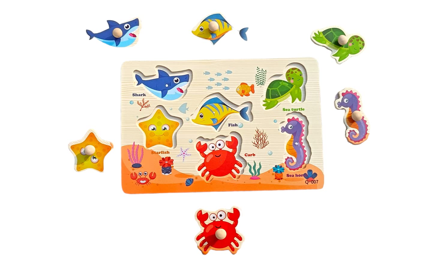 ROYCO Wooden Educational Puzzle Toys for Toddlers Kids Multi Color Nursery Jigsaw Toys Kit Game Pre-School Learning Board Tray Come with Knobs for Children Boys and Girls (Fish) (B0C1VVZD39) Amazon Price History, Amazon Price Tracker
