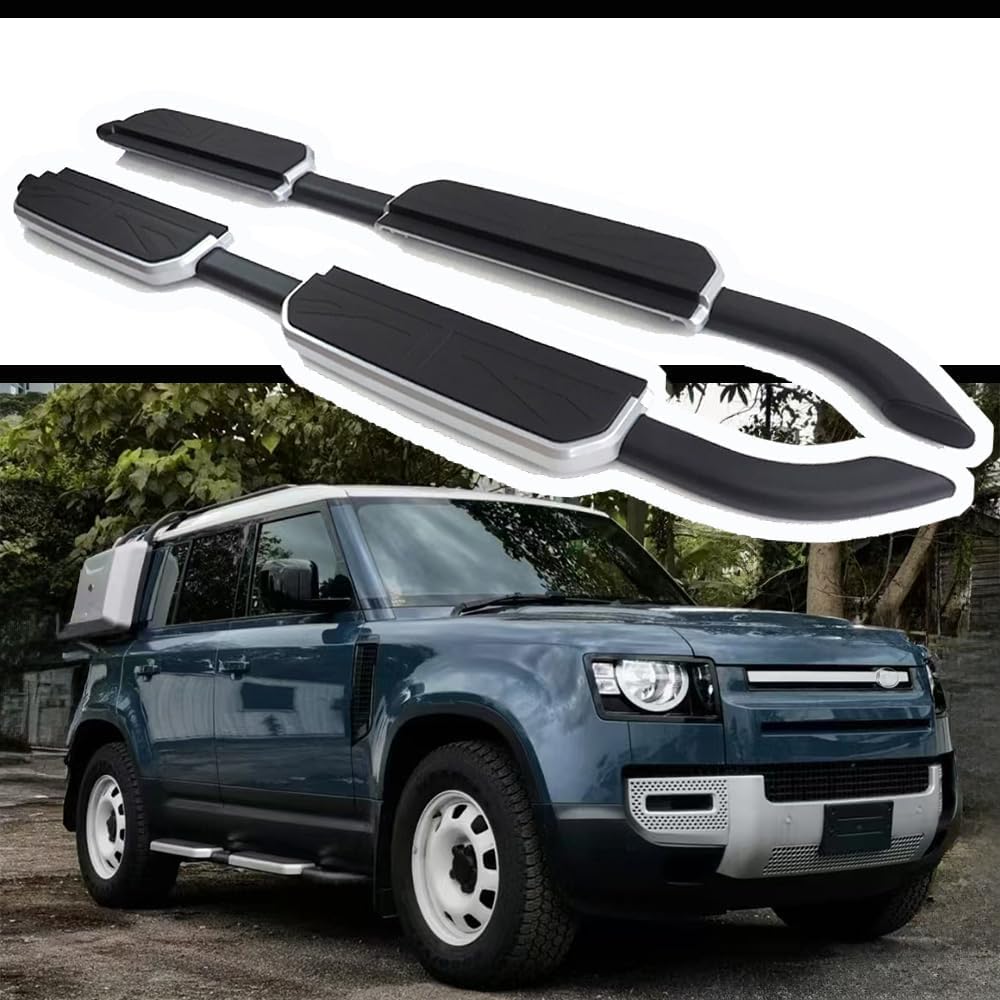 Pedane fisse adatte per Land Rover Defender 110 130 4 porte L851 2020-2025 pedane laterali tutte le barre nerf in alluminio nero lucido, nero lucido con staffe