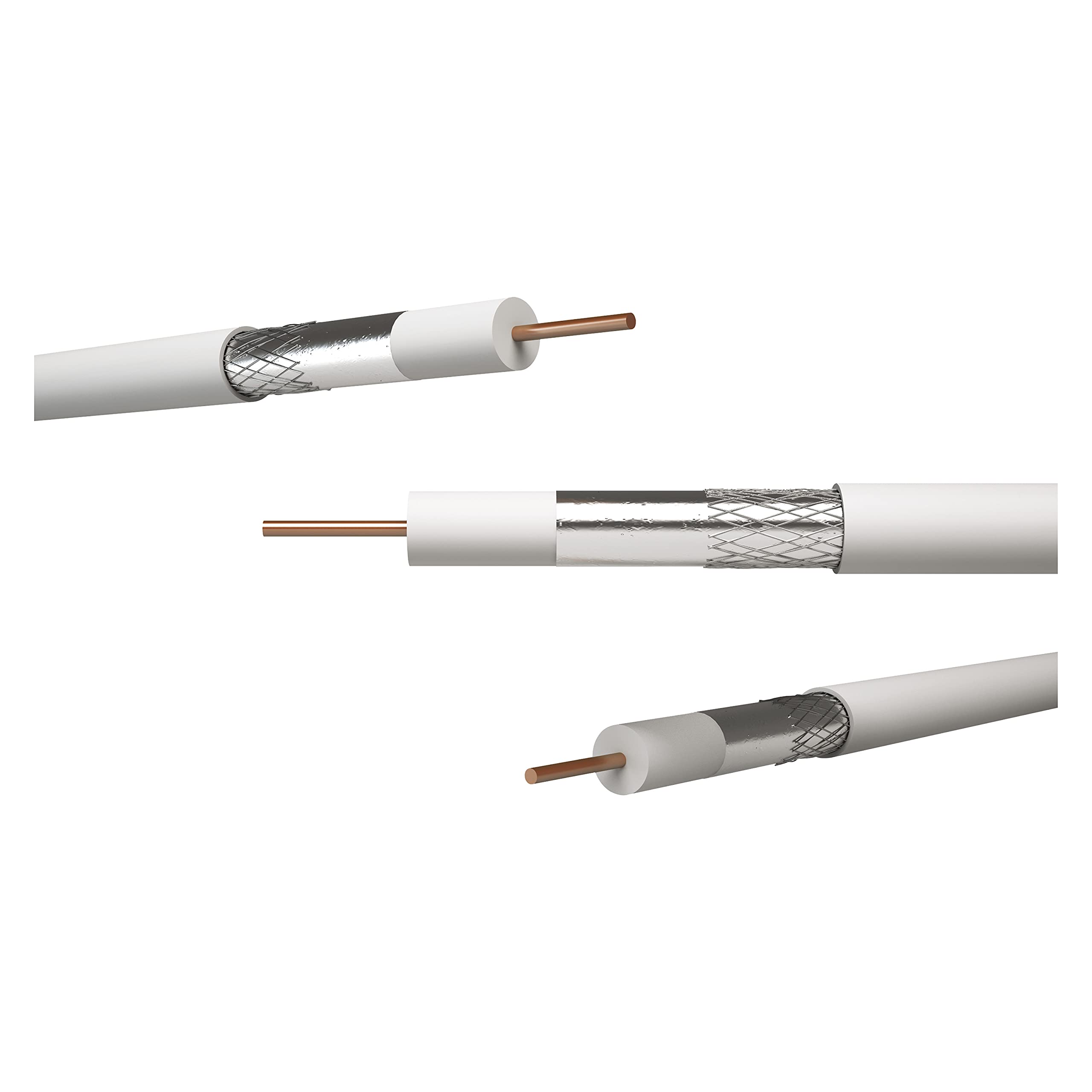 EMOS Kabel antenowy 100 m, biały, kabel koncentryczny do SAT, TV i CCTV, typ CB50F, podwójnie ekranowany kabel telewizyjny, kabel satelitarny o wymiarach ekranowania 75 dB, opór 75 omów