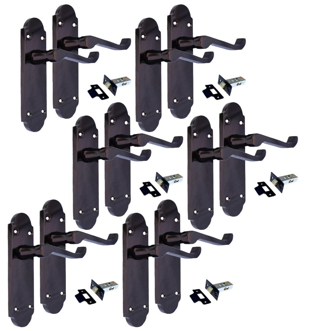 Epsom Door Handle - Black Nickel Internal Door Handles - Door Handles Internal Sets Including Tubular Latch, Black Door Handle Set for Internal Doors, Door Handle in Black, 170mm x 42mm 6 Sets