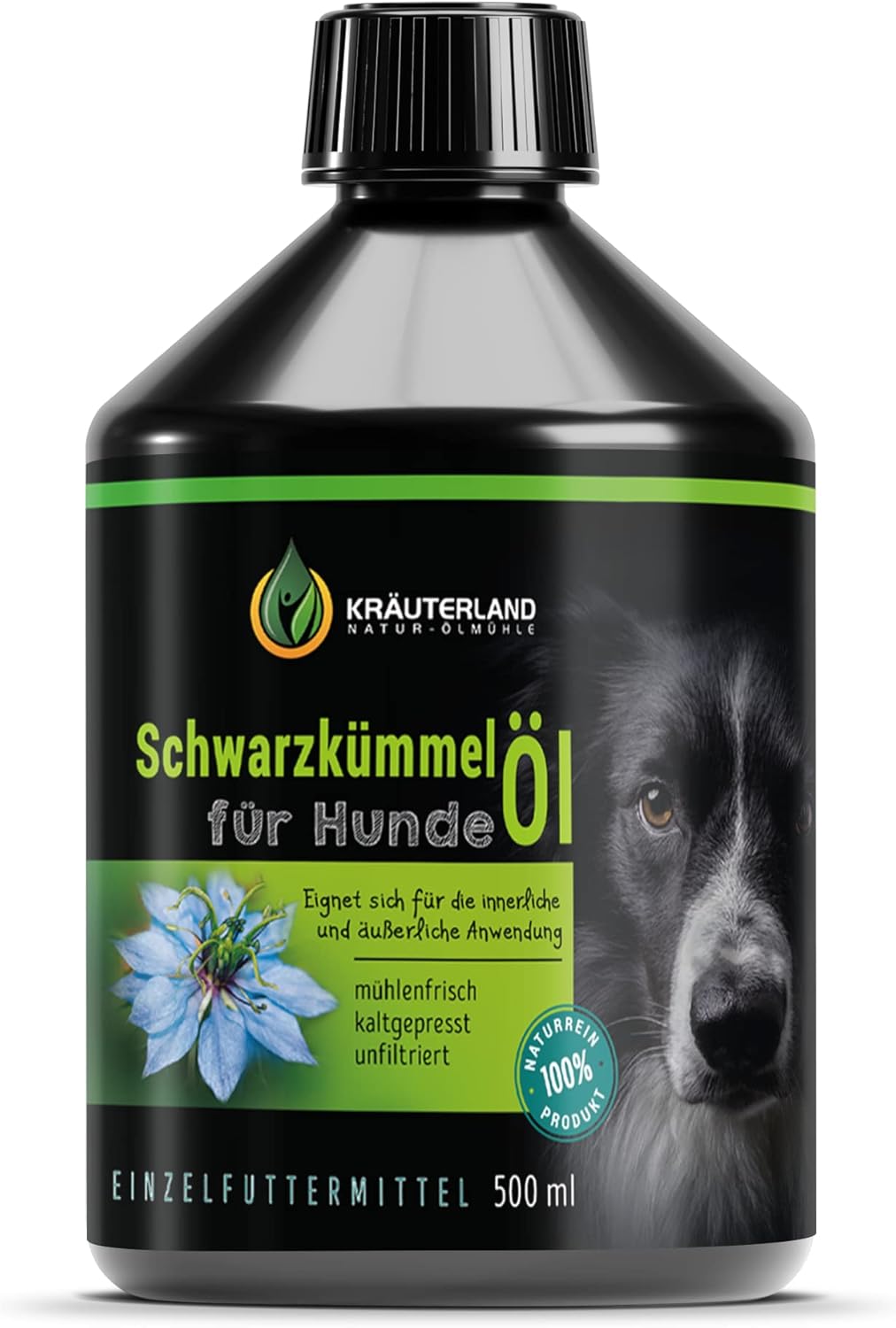 Kräuterland Natur-Ã–lmühle Kräuterland Schwarzkümmelöl für Hunde 500ml - kaltgepresst ...