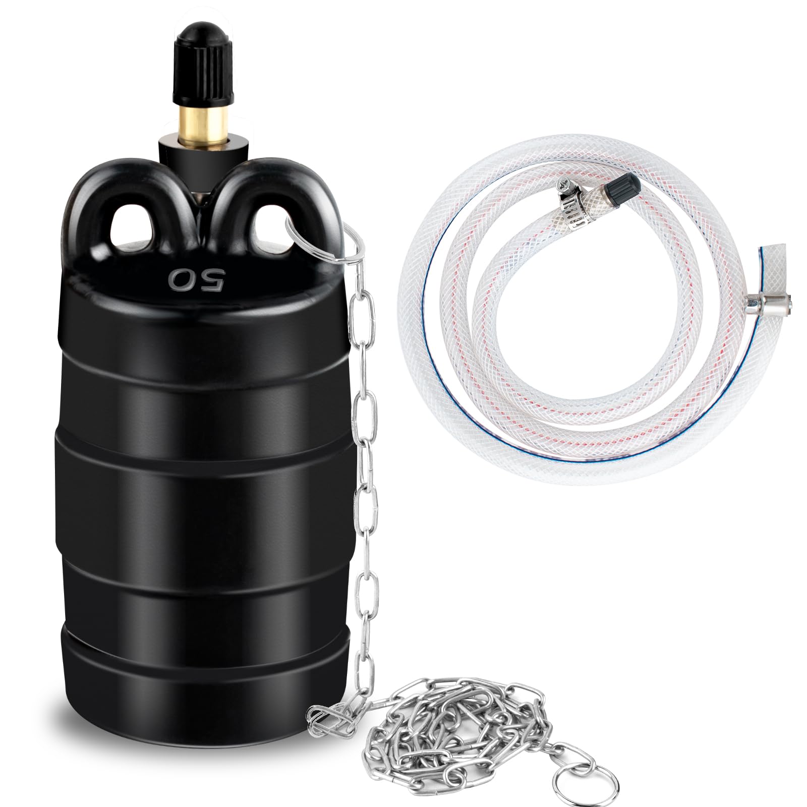 Bouchon de tuyau gonflable de 2 pouces, vessie d'arrêt bouchons d'essai d'eau fermés en caoutchouc avec chaîne de 100 cm et 1 tube d'extension, 1 vanne pour les tests de maintenance des canalisations