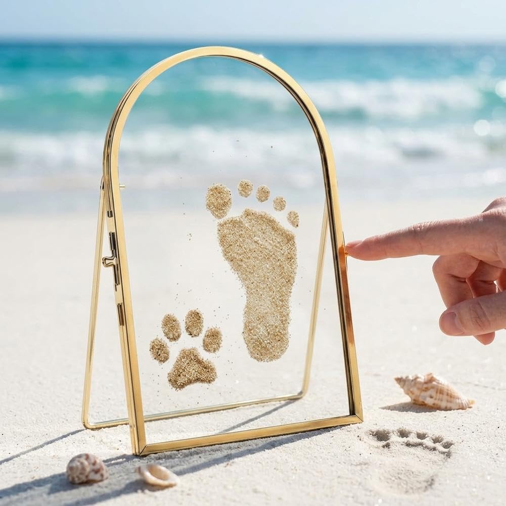 Cornice per ricordi di bambini e animali domestici, kit per impronte di mani e piedi del bambino, cornici fai da te per neonati, cornice per foto per asilo, cornici galleggianti fai da te con chiusura