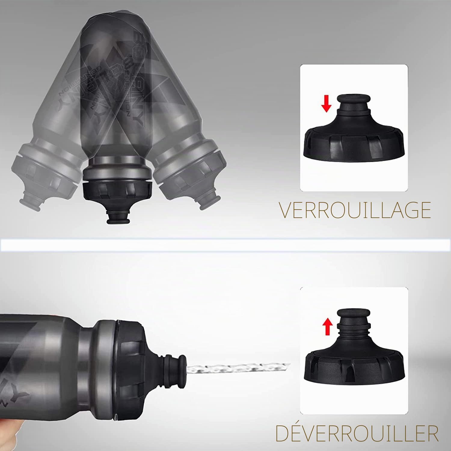 Porte Bidon de Vélo avec Gourde 610ML, Bidon de Sport de Haute Qualité sans BPA Convient Aux/VTT/de Route,Porte Gourde Indispensable pour Rouler