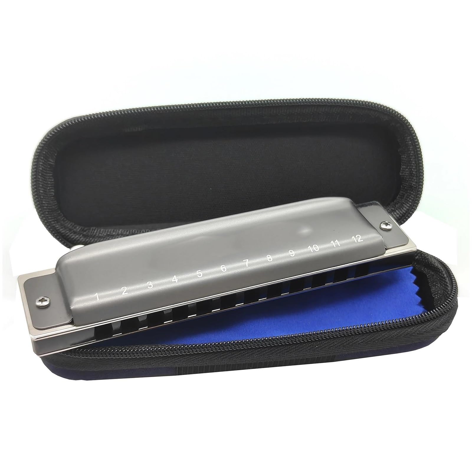 12-otworowy klawisz C Premium Szary Wygląd Blues Diatonic Harmonica Aluminiowy grzebień Zestaw Harmonijki Ustnej