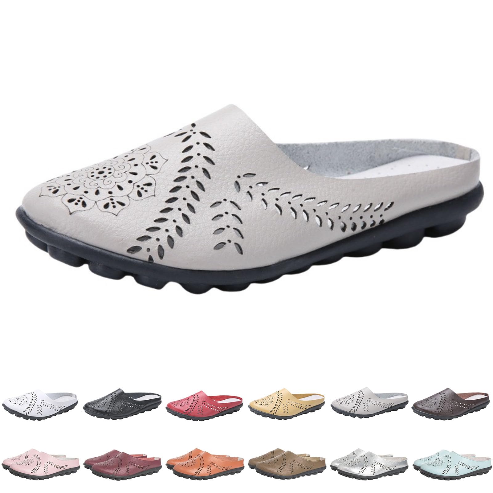 Owlkay Shoes for Women，Hollow Flats Slip-on Summer Slippers,Casual All Match Flats Slippers