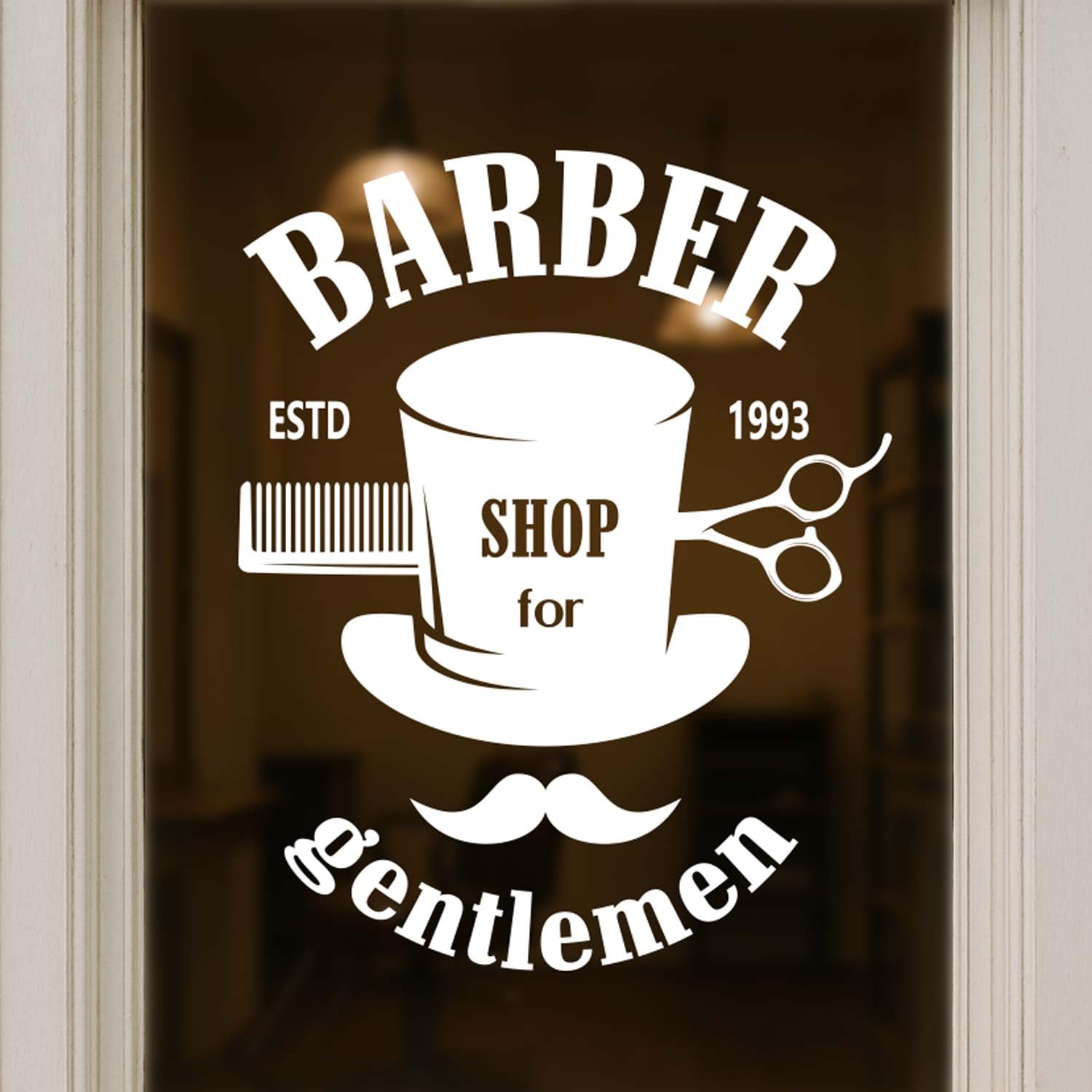 Barber Shop Window Decal – Vintage Style Sticker for Gentlemen’s Hair Salon or Barbershop Front