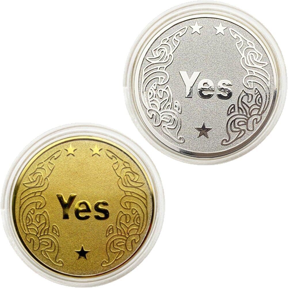 Sanfly As Shown Yes/No Commemorative Lacquered Metal Badge Copper Coin Challenge Coin For Decision-Making Divination Game Coin