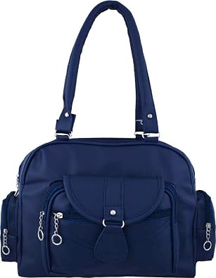 D pocket blue Shoulder handbag for women, blue