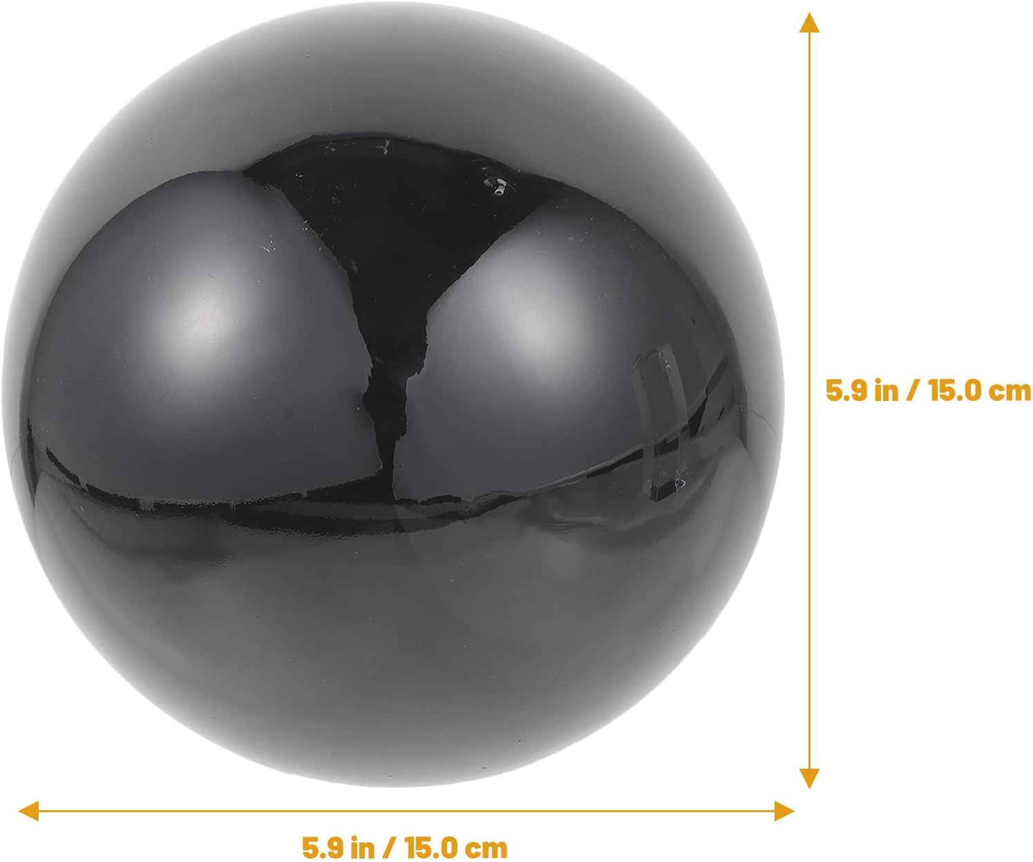 Stainless Steel Gazing Ball Garden Reflective Polishing Ball 150mm Diameter Glossy Black Outdoor Decorative Sphere for Lawn and Patio