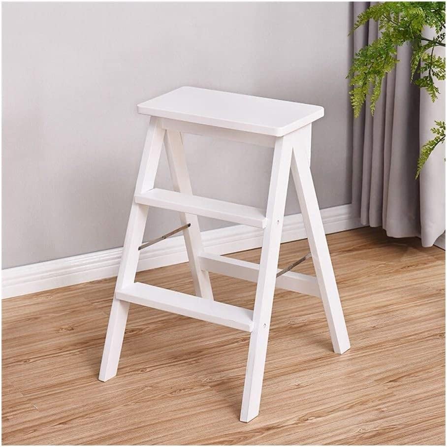 Banc pliant 3 marches blanc pour atteindre les placards sans effort