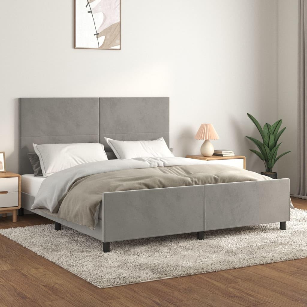 VidaXL Cadre De Lit Rembourré 160x200 Cm - Velours Gris Foncé Avec Sommier à Lattes
